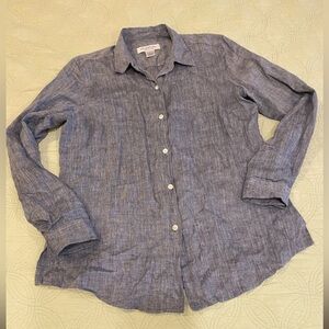 Brooks Brothers Heathered Slate Blue Linen Shirt